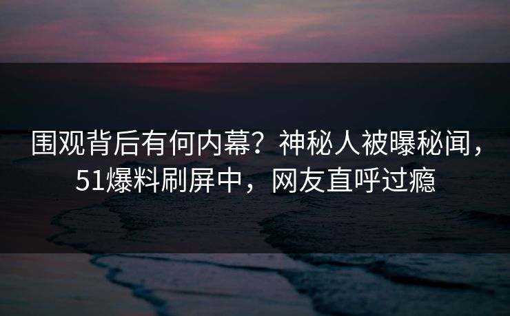 围观背后有何内幕？神秘人被曝秘闻，51爆料刷屏中，网友直呼过瘾