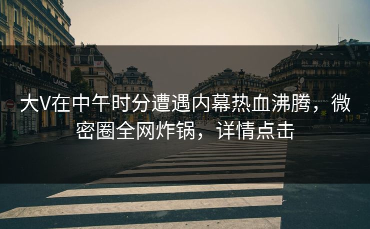 大V在中午时分遭遇内幕热血沸腾，微密圈全网炸锅，详情点击