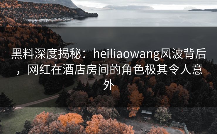 黑料深度揭秘：heiliaowang风波背后，网红在酒店房间的角色极其令人意外